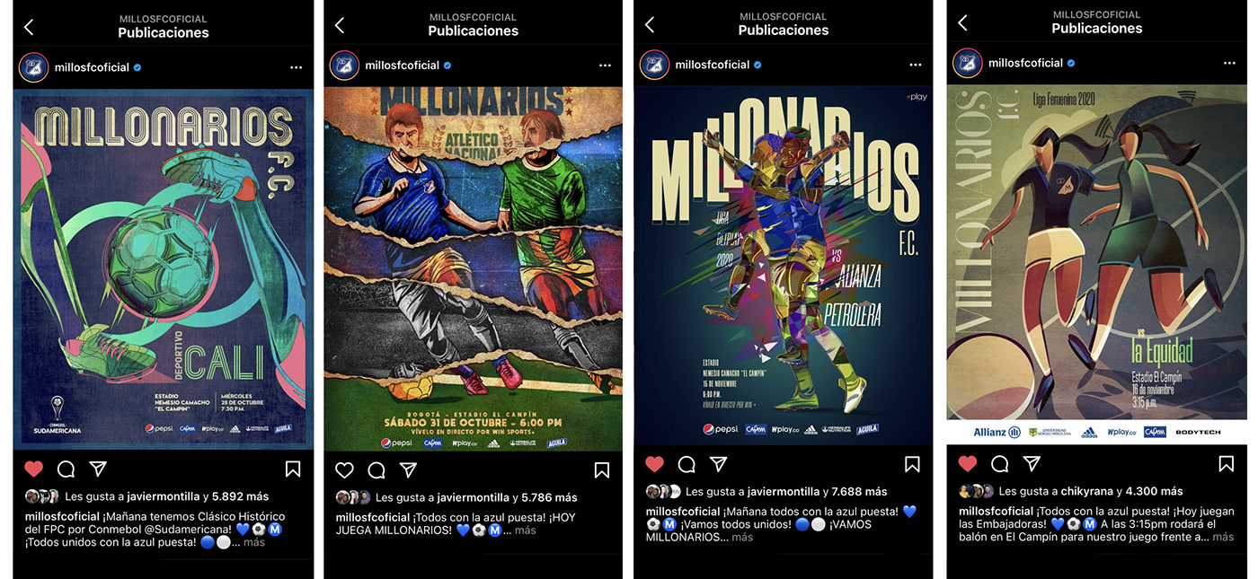 Advertising  colombia design football ILLUSTRATION  MILLONARIOS PLAY AGENCIA poster sport