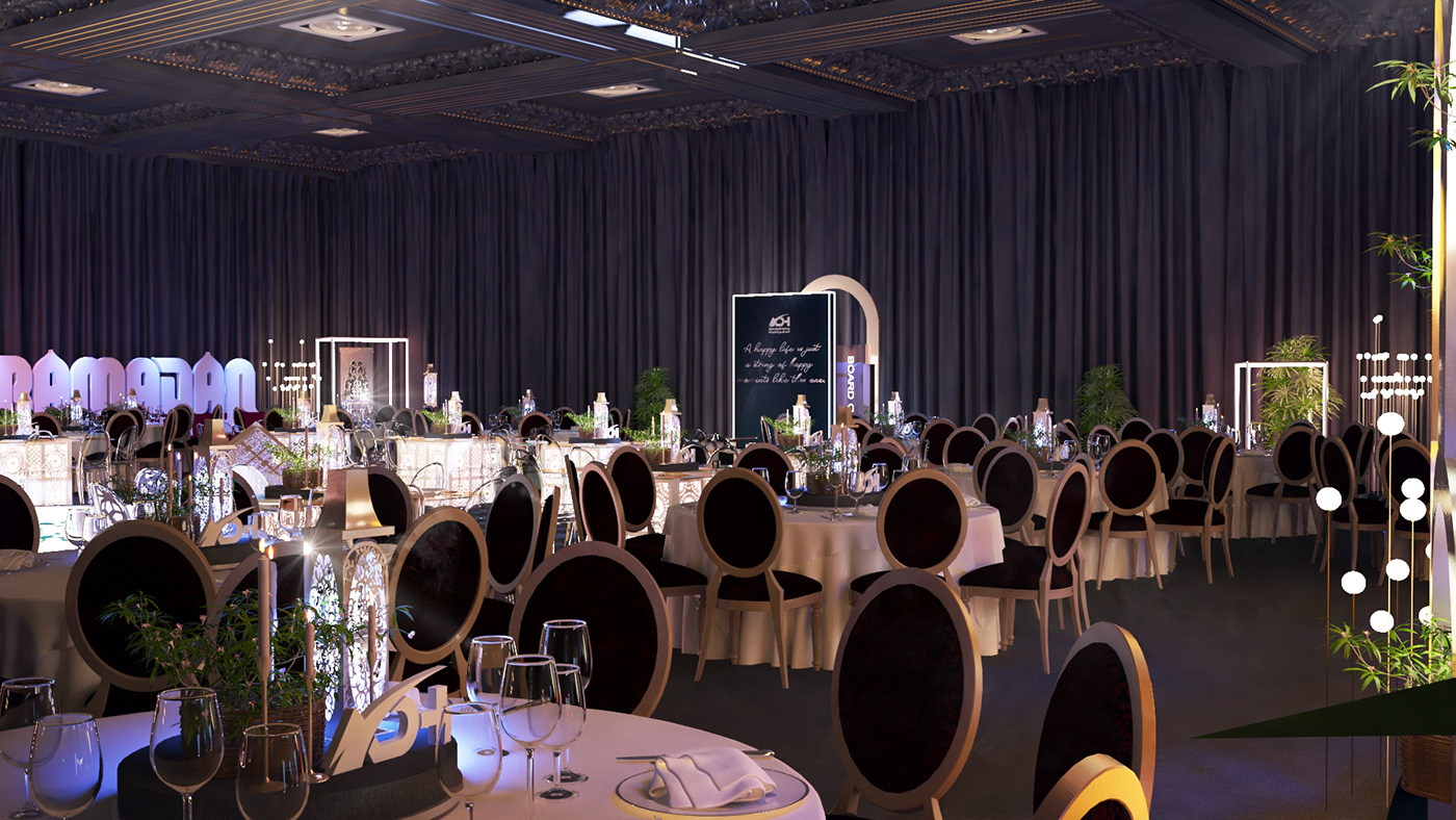 ramadan UAE Event elegant modern dinner wireframe posh luxury arches