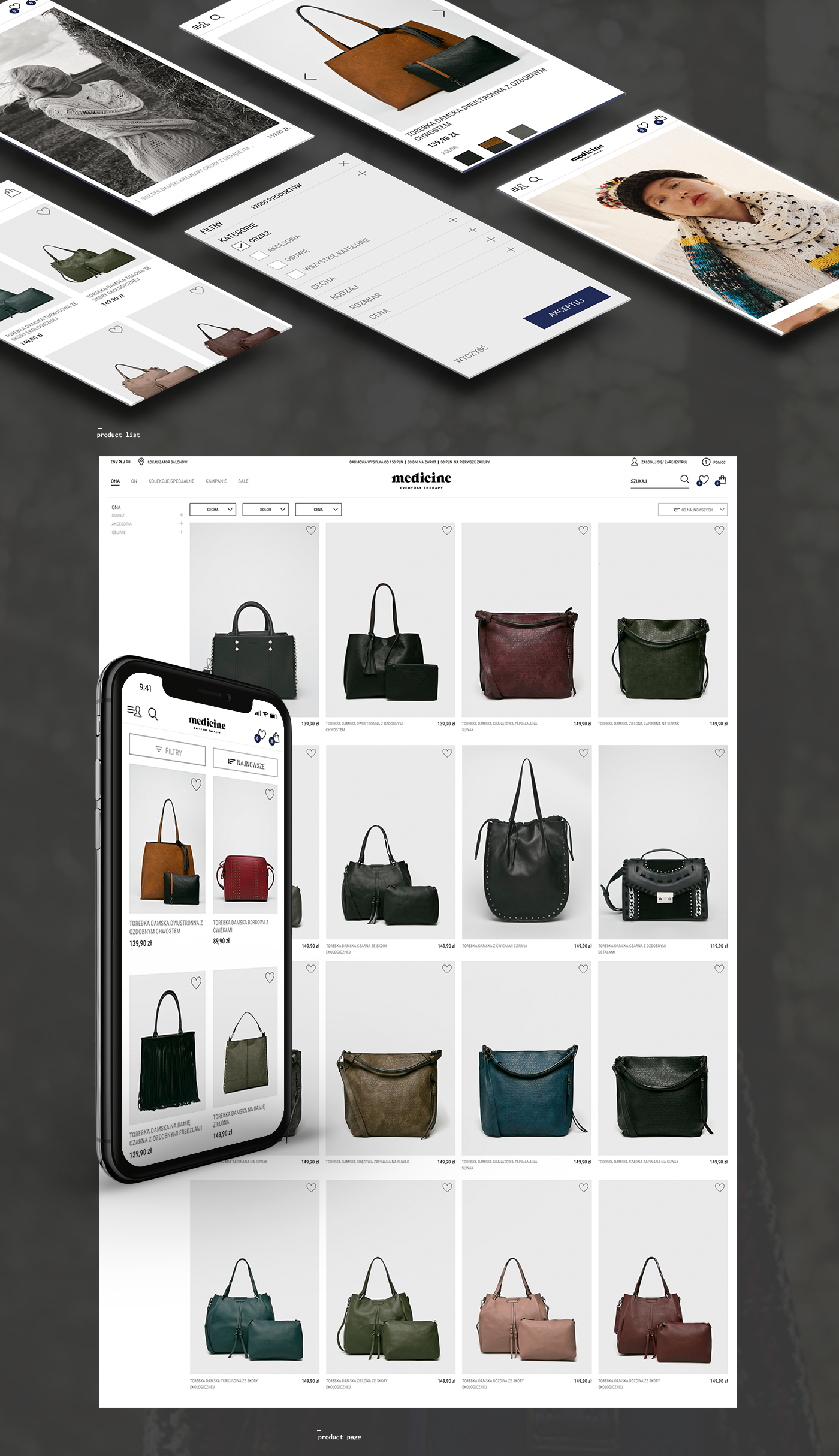 UI ux Fashion  Ecommerce Webdesign mobile Website Myrepublic wojtaszek medicine