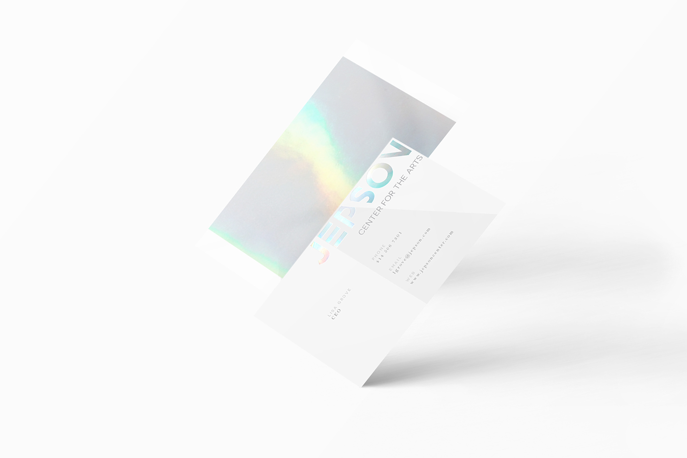 Corporate Identity brand jepson center Savannah museum identity SCAD visual identity iridescent color Stationery sleek modern holographic foil contemporary