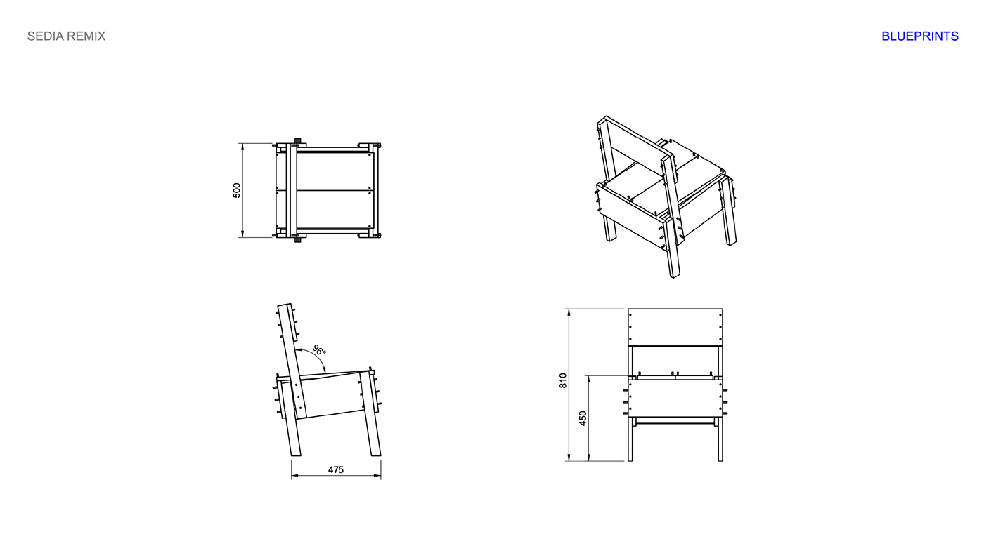 chair furniture design  Enzo Mari italian design REMIX chair design furniture wood Autoprogettazione