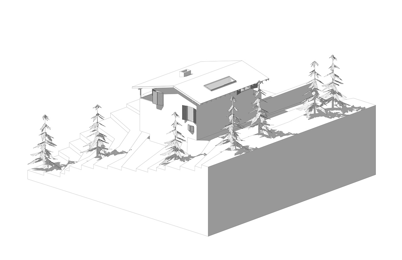 architecture archviz corona Villa visualization winter wood 3D 3ds max CGI