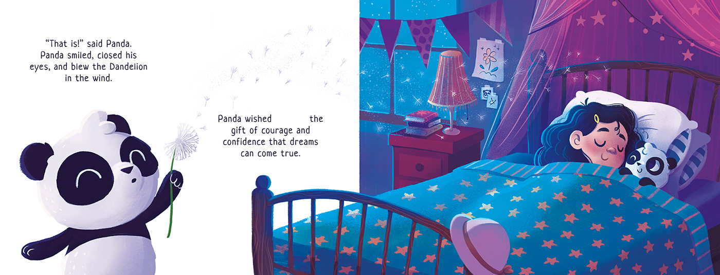 book Character design  children's book editorial Editorial Illustration Livro livro infantil magical dandelion Panda  capa de livro