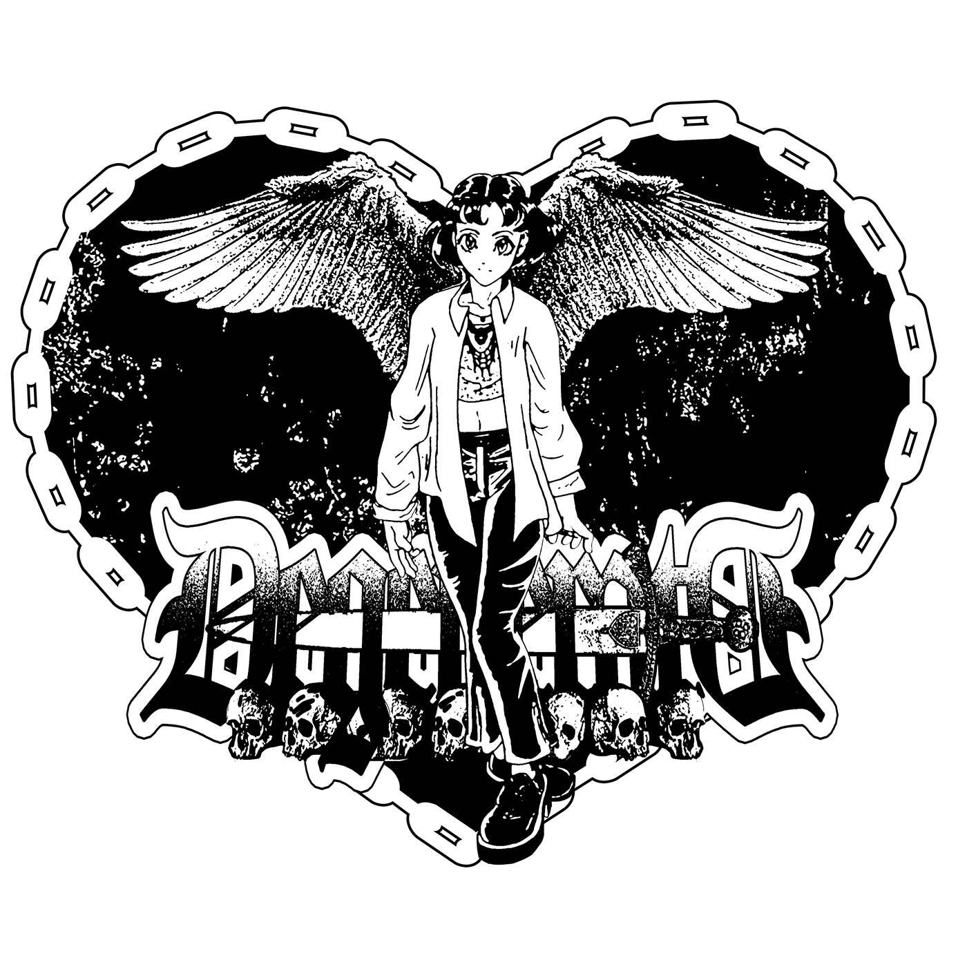 anime Digital Art  graphic design  heavy metal ILLUSTRATION  photoshop Skateboard Graphic
