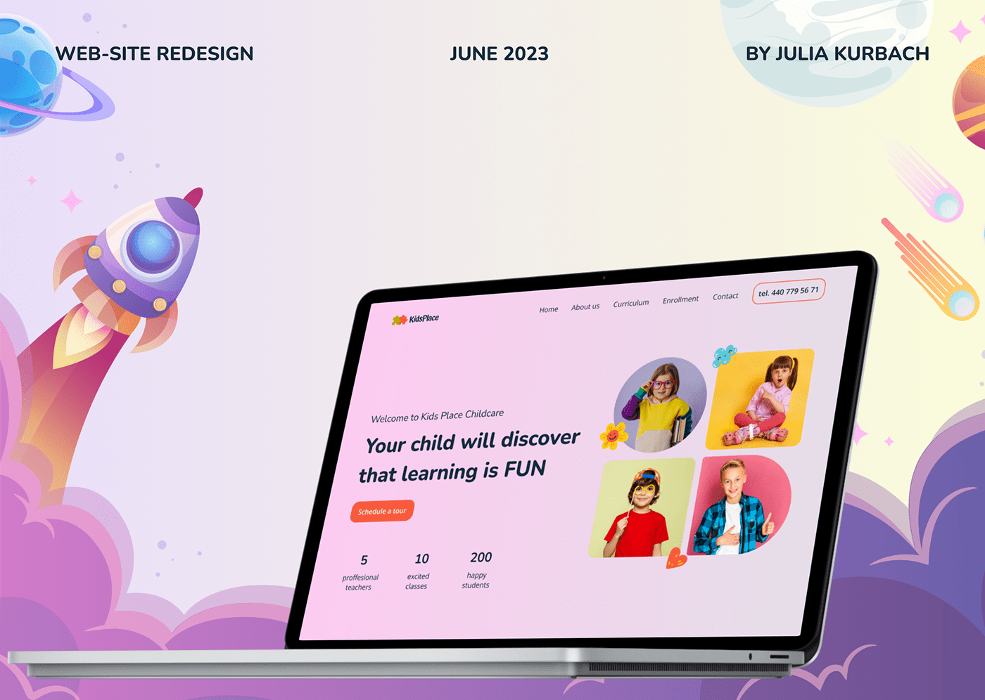 UI/UX redesign kindergarten kids School Project colorful Website Design landing page user interface Mobile app