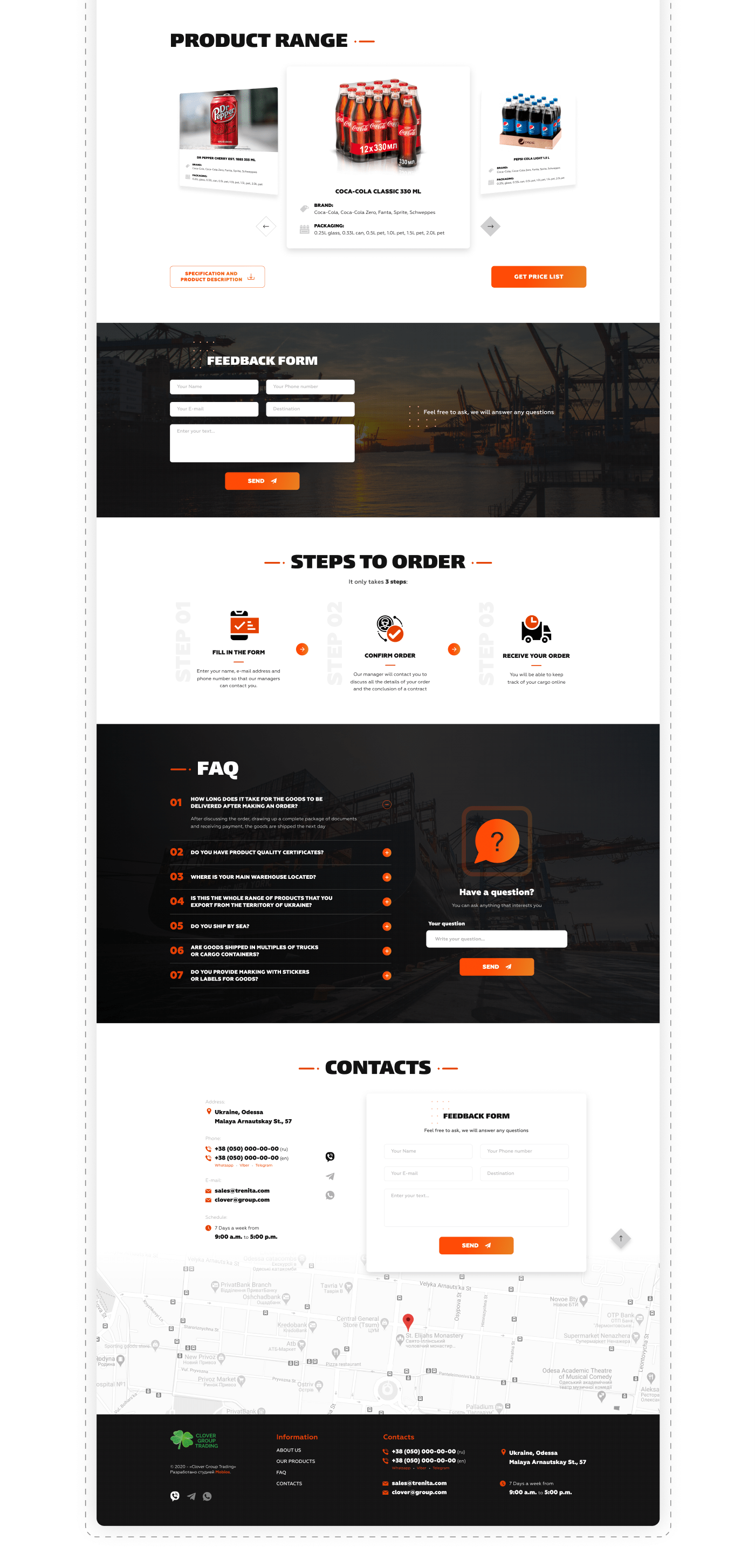 delivery export landing page package products delivery shipping trading UI/UX Design Web Design 