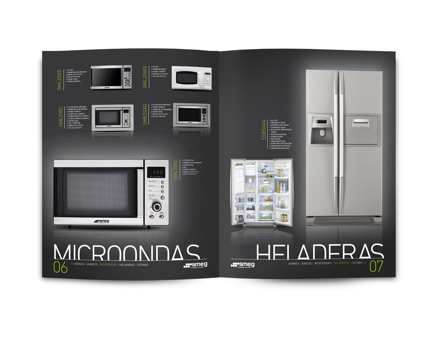 Mauro Lorenzo Graphic Designer smeg brochure Product Catalog kitchen folleto promotional material type green Retail oven Hornos