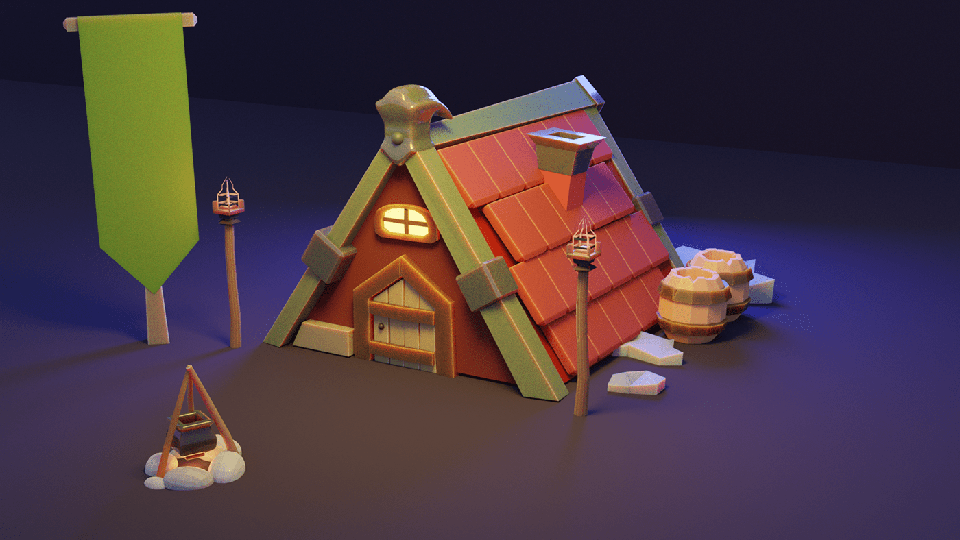 3D blender house viking