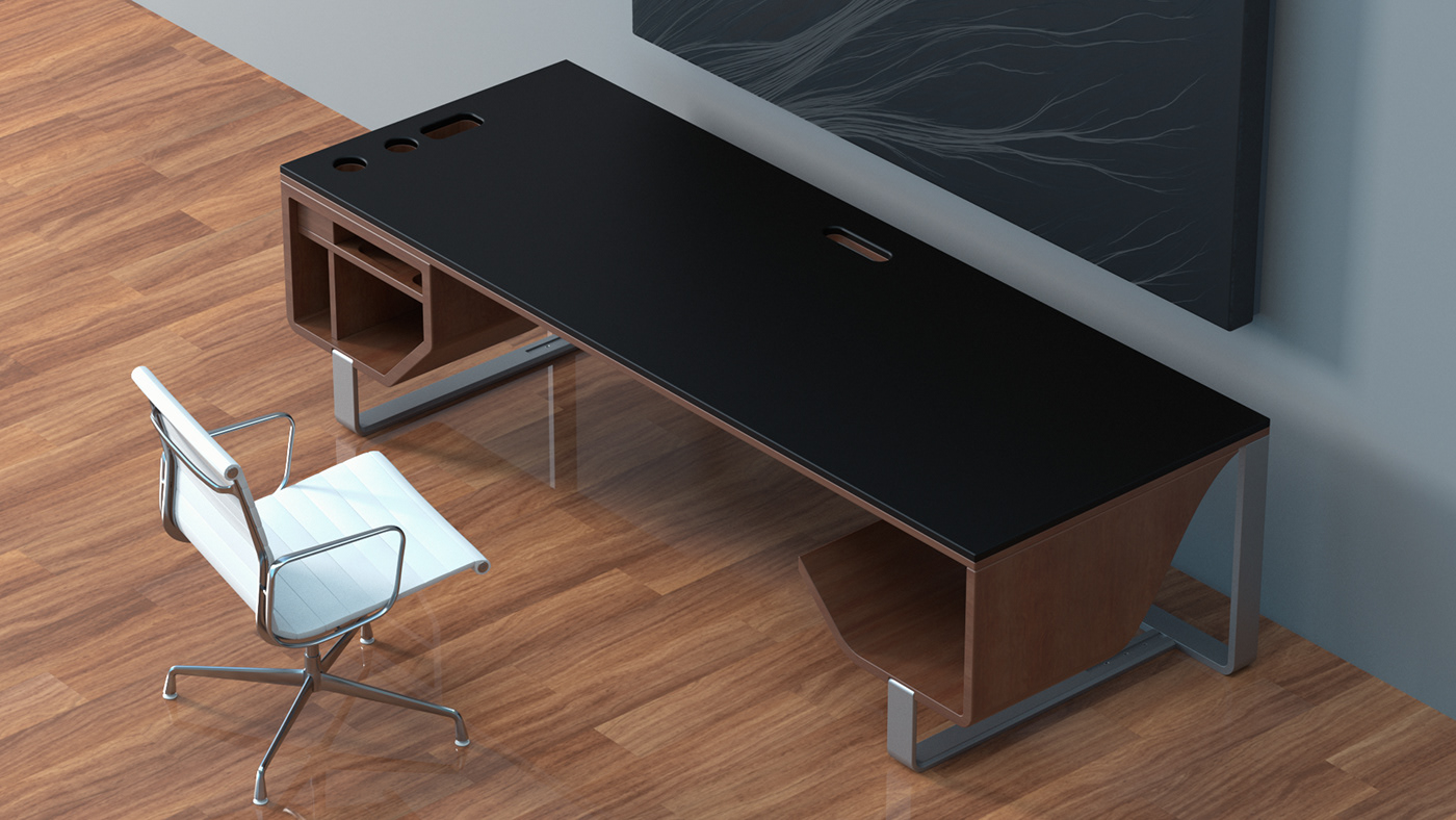 desk wood resin furniture cad fusion 360 redshift aluminum table storage