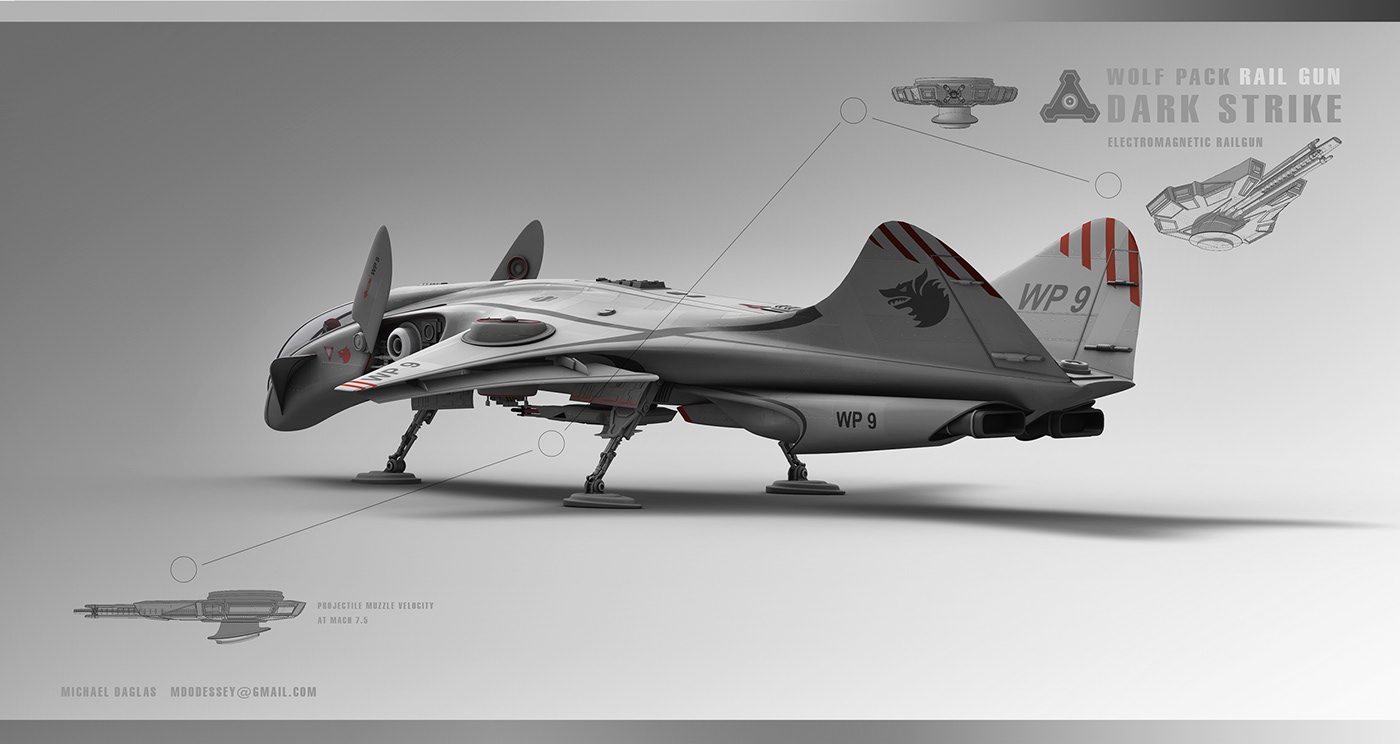 sci-fi Rail Gun jet fighter concept 3d modeling hardsurface modeling concept art design