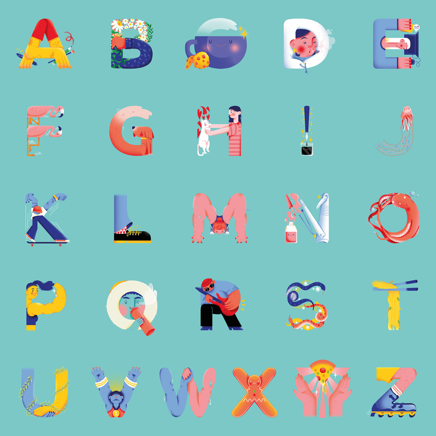 36daysoftype alphabet Character design  Digital Art  lettering letters typography  