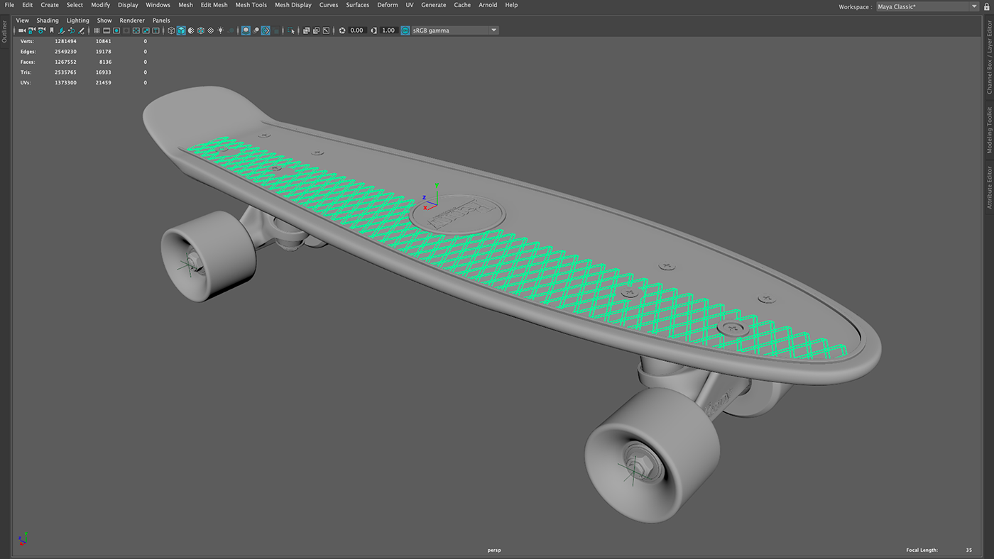3d modeling Arnold Render fusion 360 keyshot Maya penny product design  skate