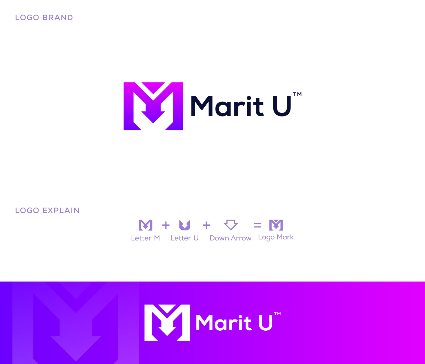 arrow brand identity design creative design letter logo M letter modern U letter Unique