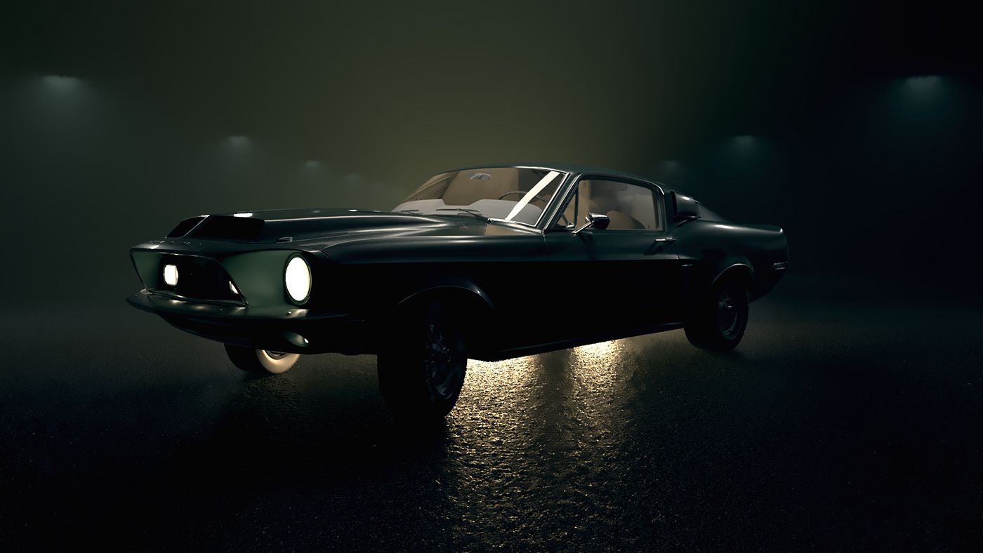 Ford Mustang shelby GT500KR night fog light Tire asphalt low-light