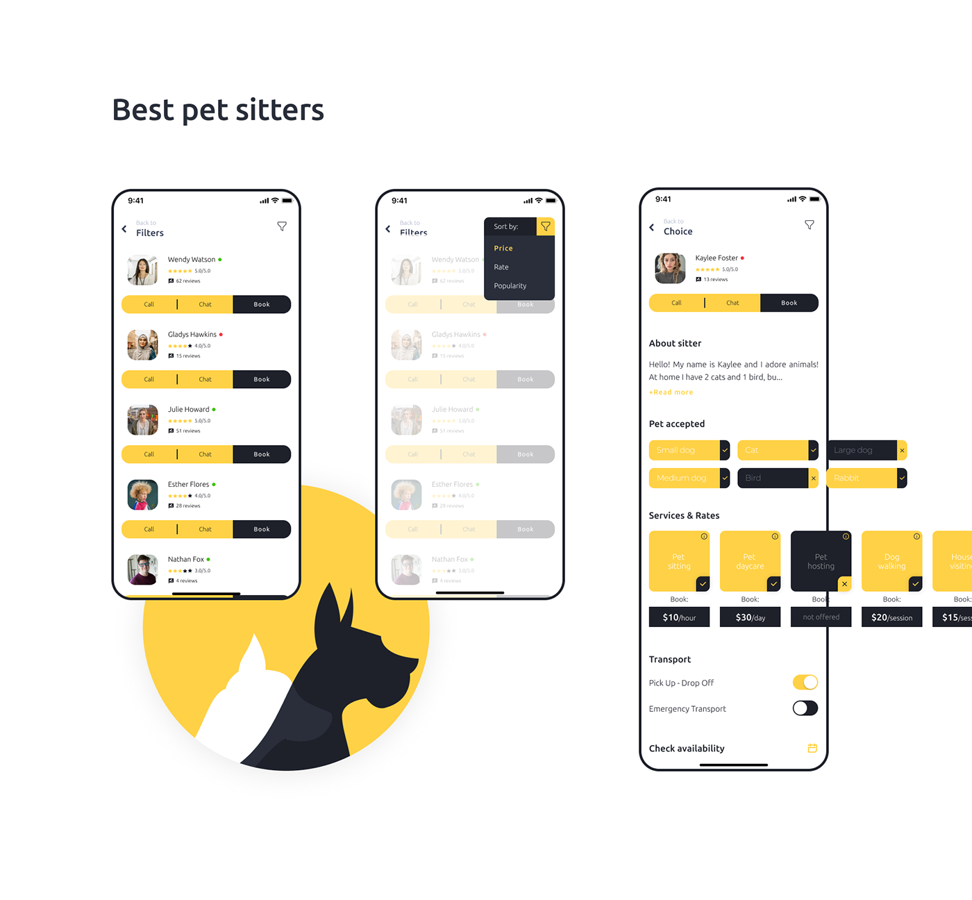 animal Pet pet sitter app ios Minimalism ux UI Interface interaction