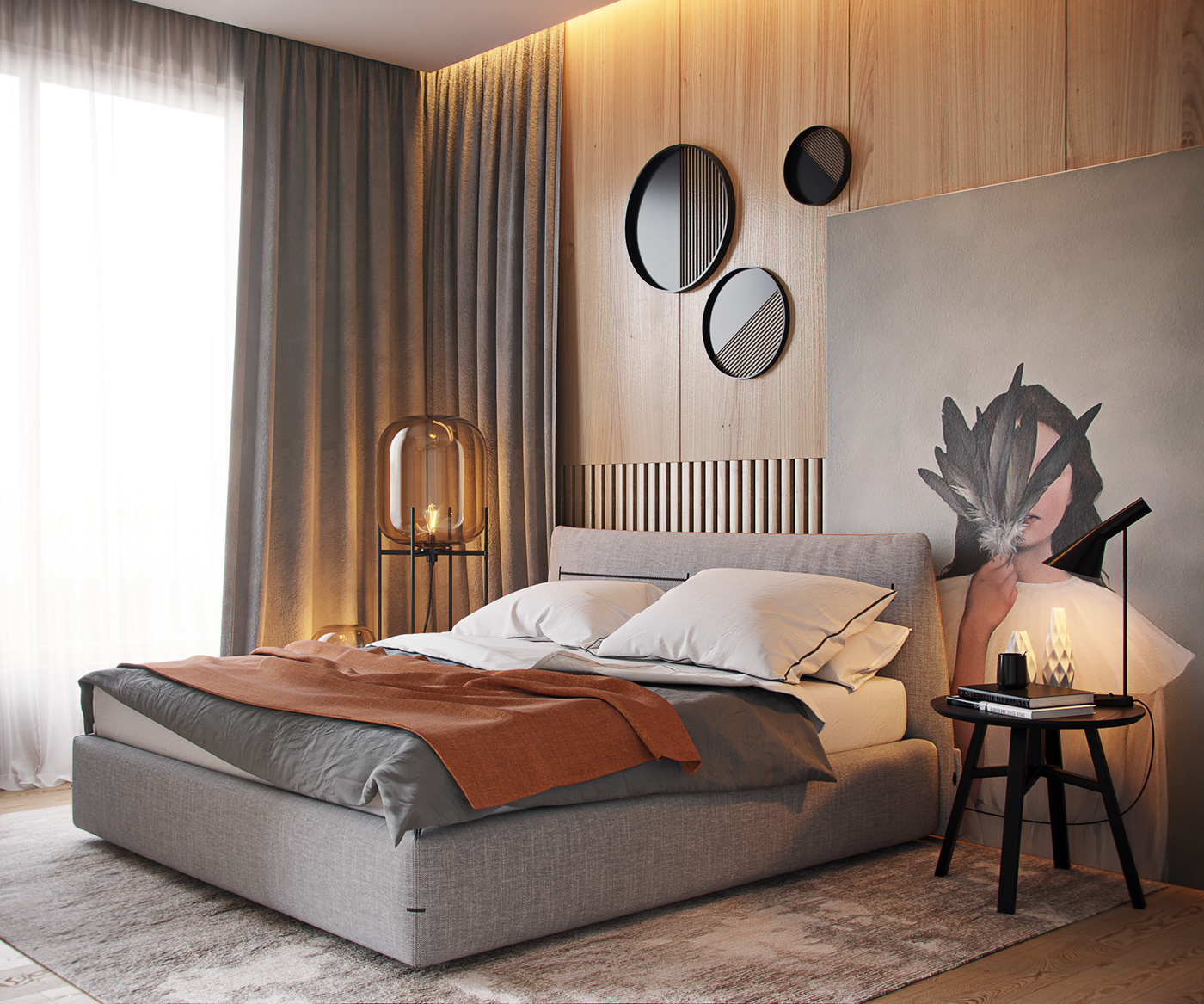 Interior design bedroom visualization LOFT modern coronarenderer 3dsmax Project industrial