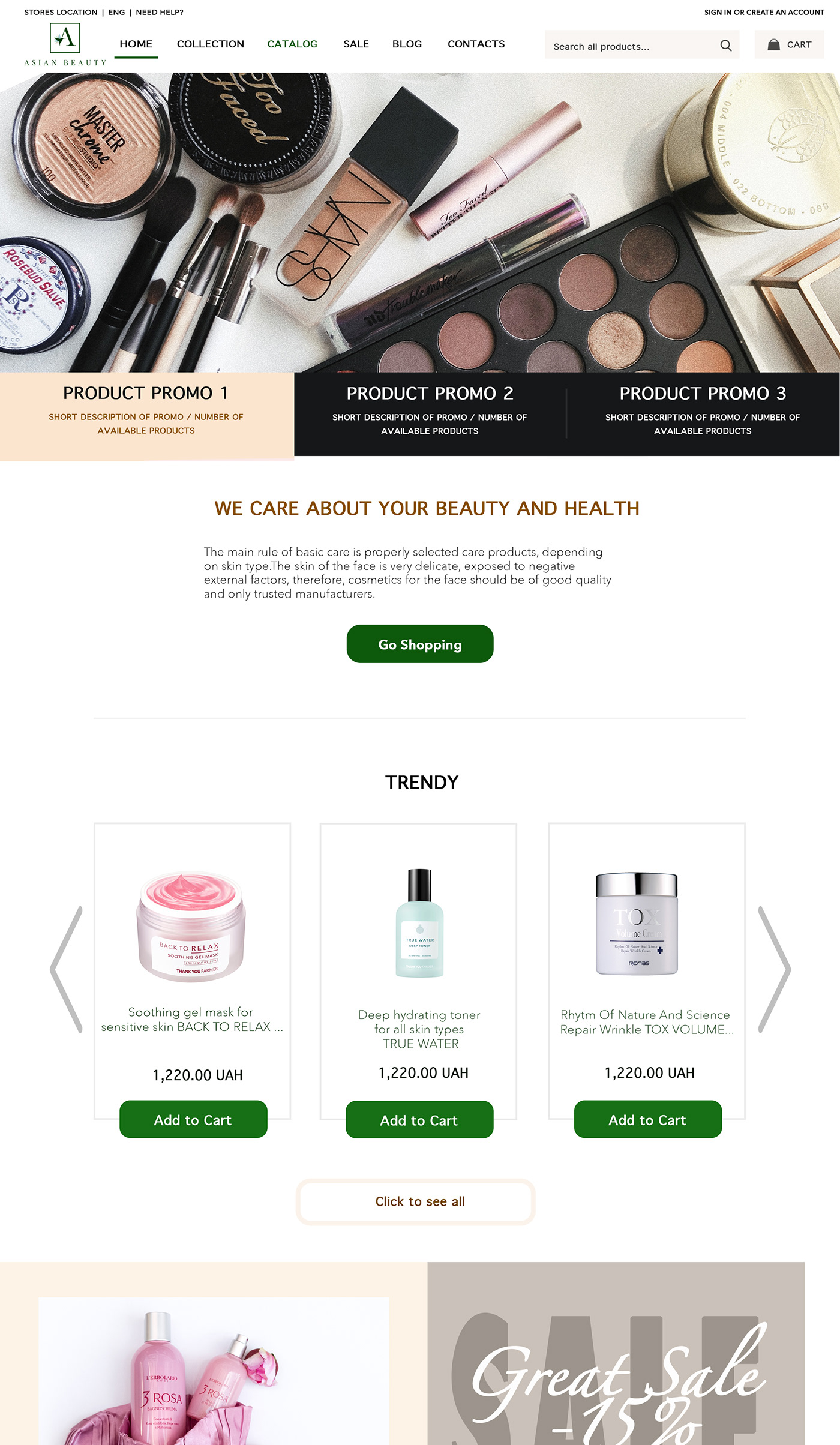 online online store Online shop cosmetics Website Make Up template
