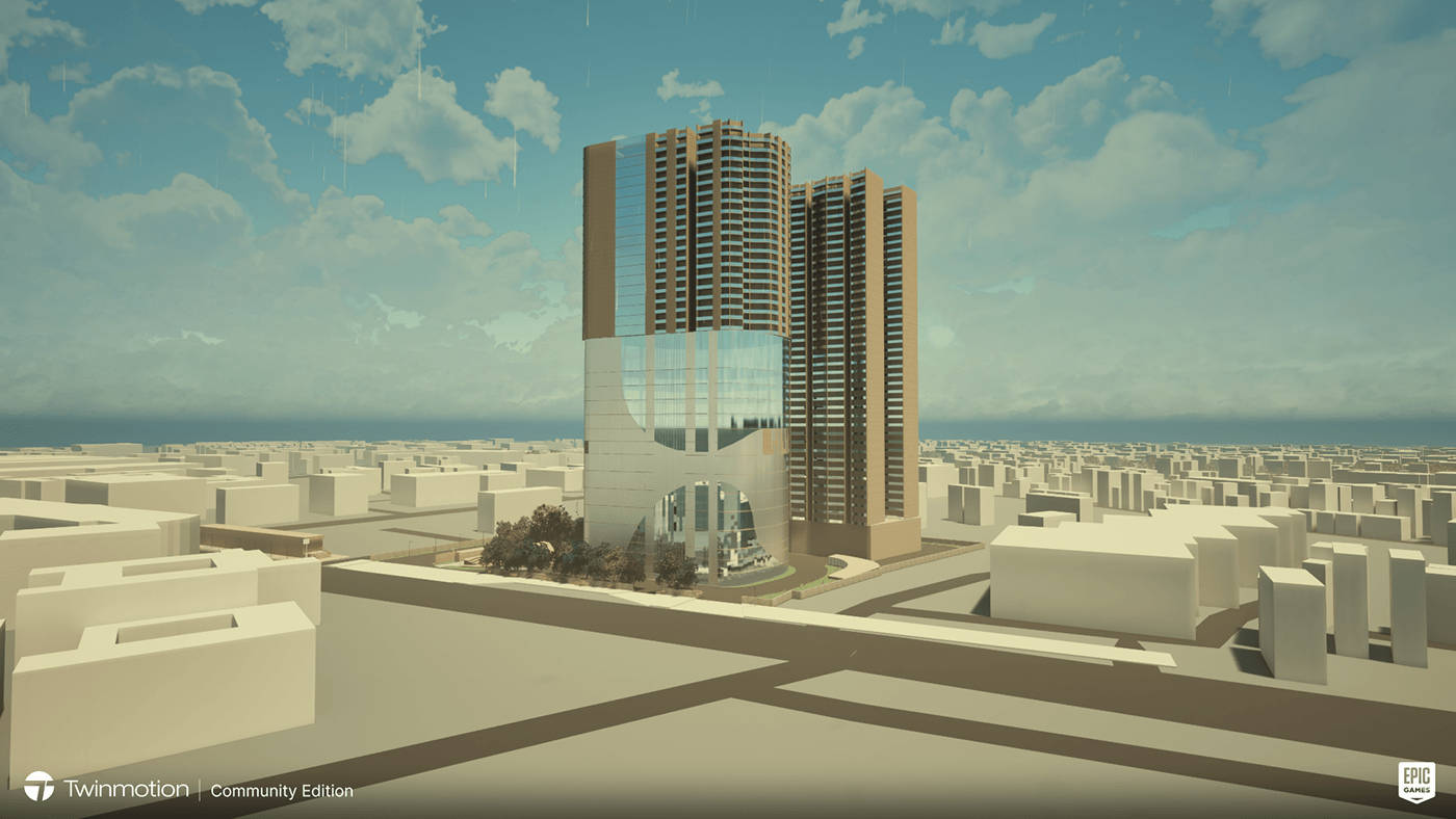 skyscraper mixed use building architecture visualization Render exterior archviz modern blender realtime render