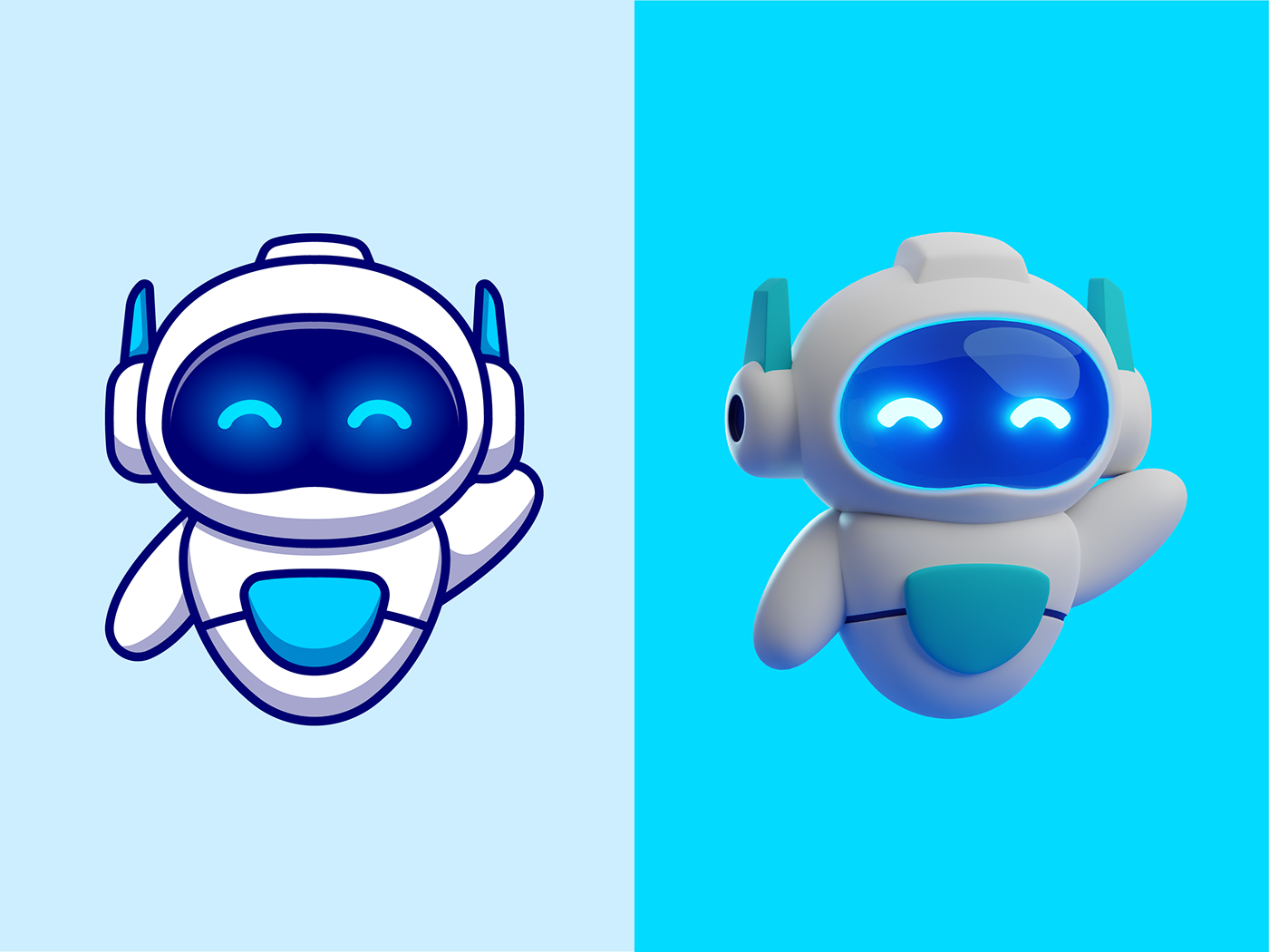 ILLUSTRATION  Icon logo cute robot Cyborg future Technology 3d design blender