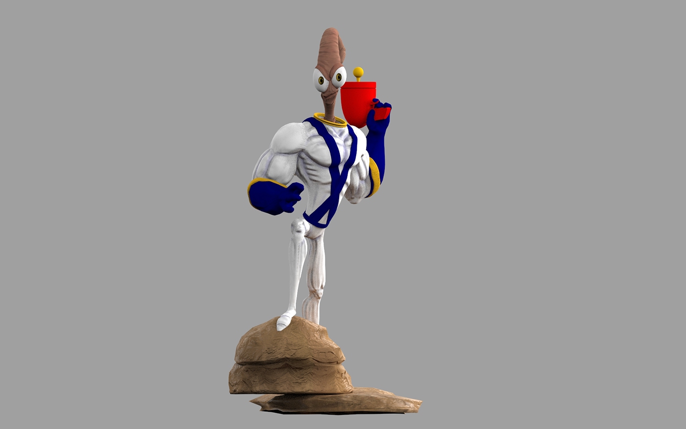 Zbrush Earthworm jim Character 3D Render Sculpt Videogames keyshot
