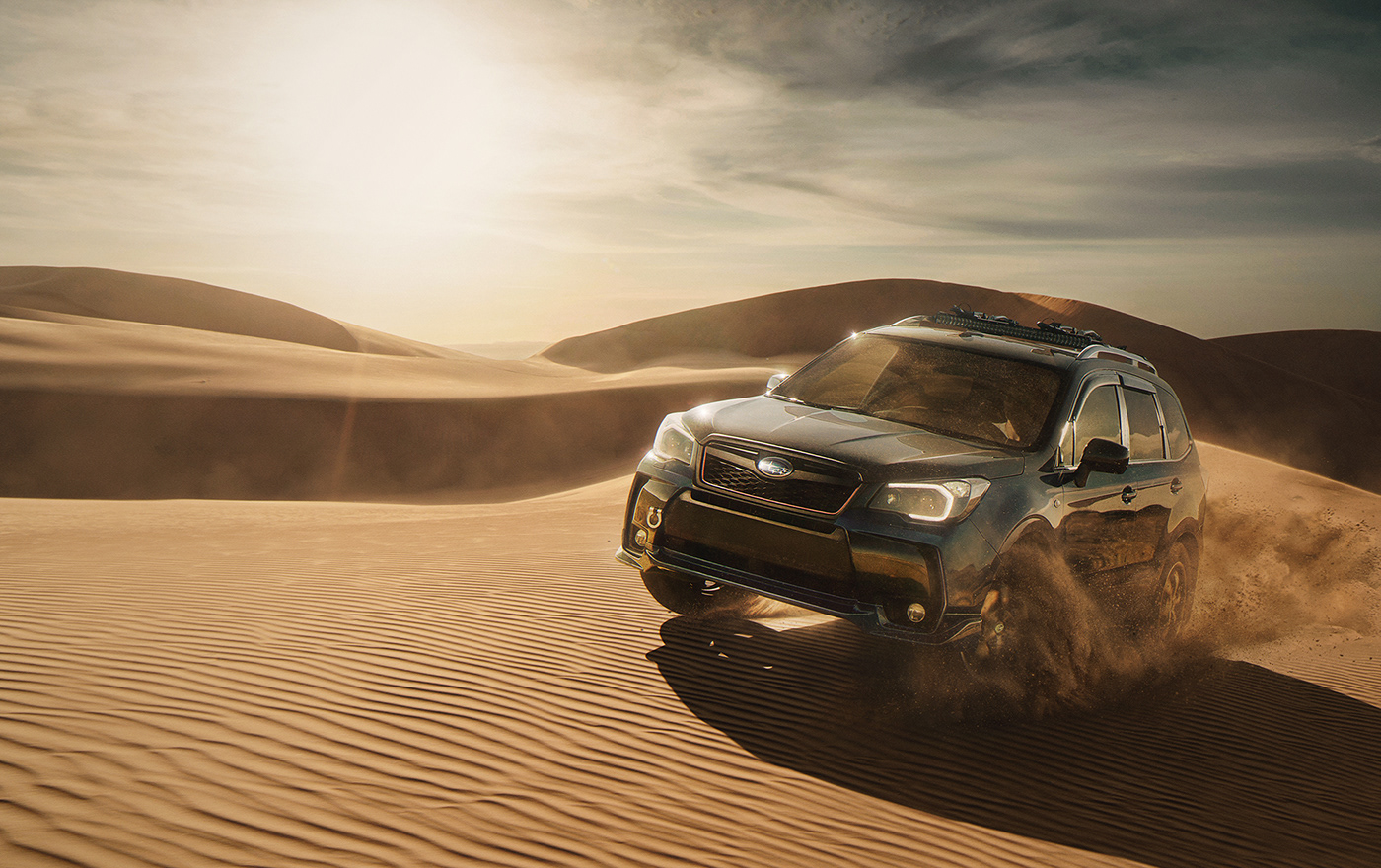 automotive retouch desert dunes dust forester rally sand Subaru track