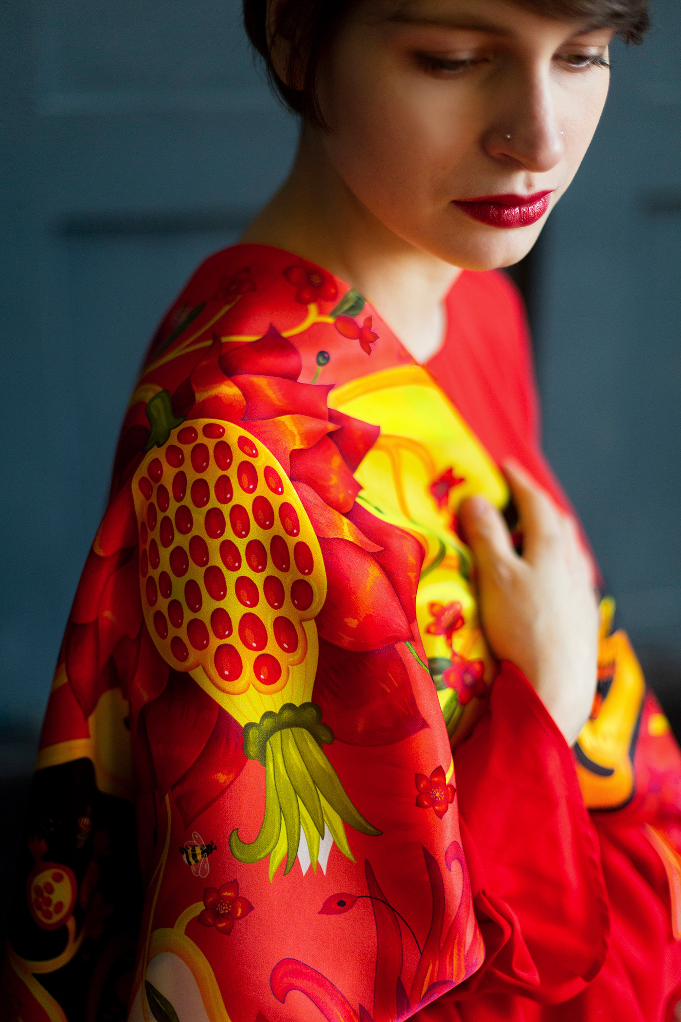 SILK scarf textile Fashion  flower Phoenix текстиль шарф   цветы феникс
