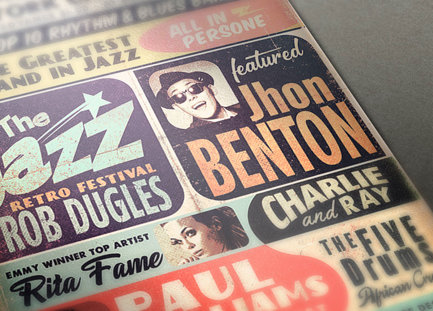 concert flyer gig jazz lettering old school poster Retro template vintage