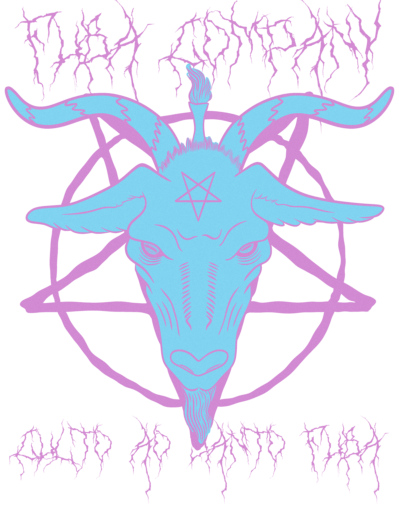 ILLUSTRATION  design trasher trash devil goat Baphomet lettering logofolio Portifólio art Drawing  sketch Procreate psychedelic horror