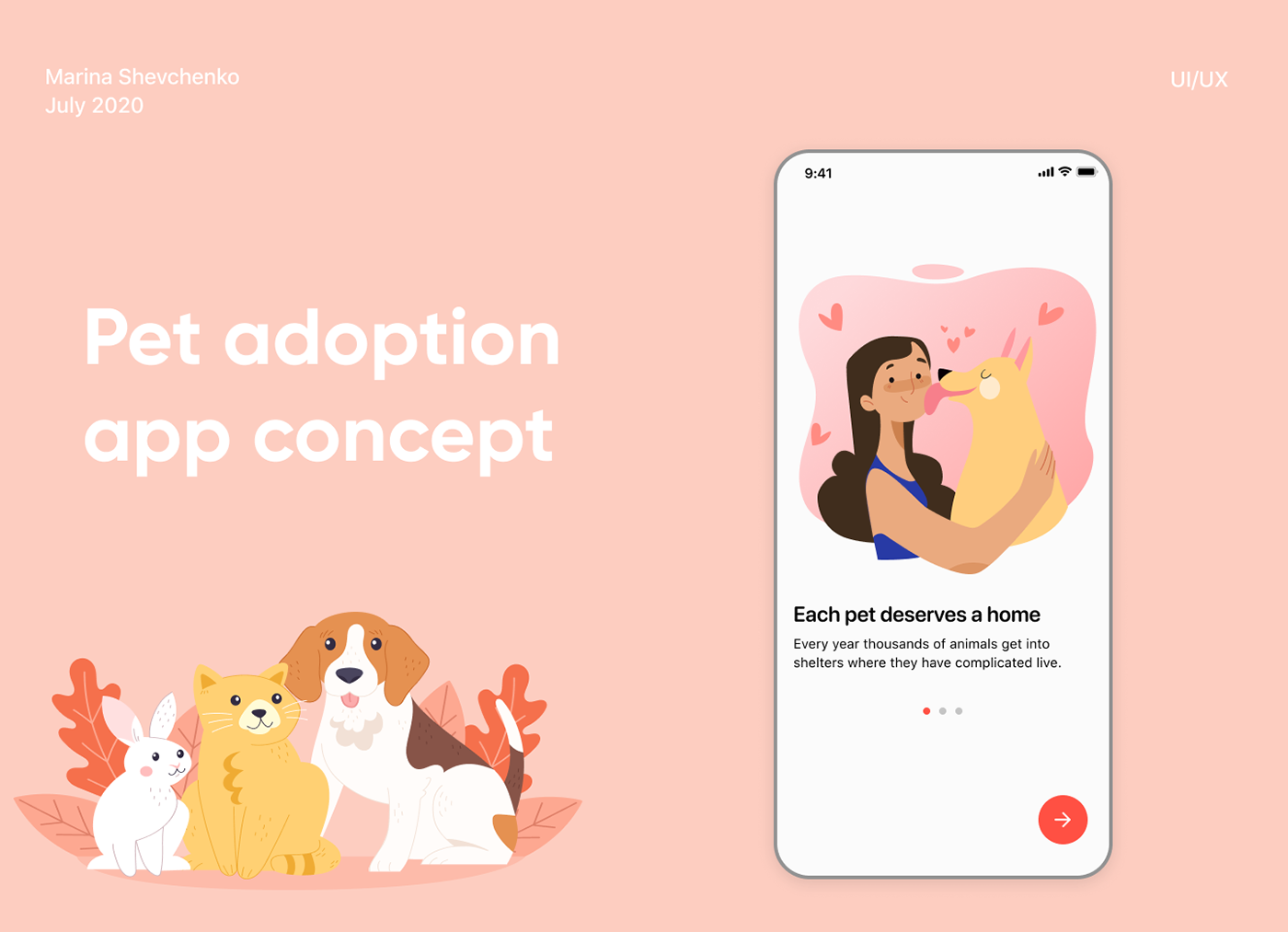 adoption app concept dog mobile Pet UI ux