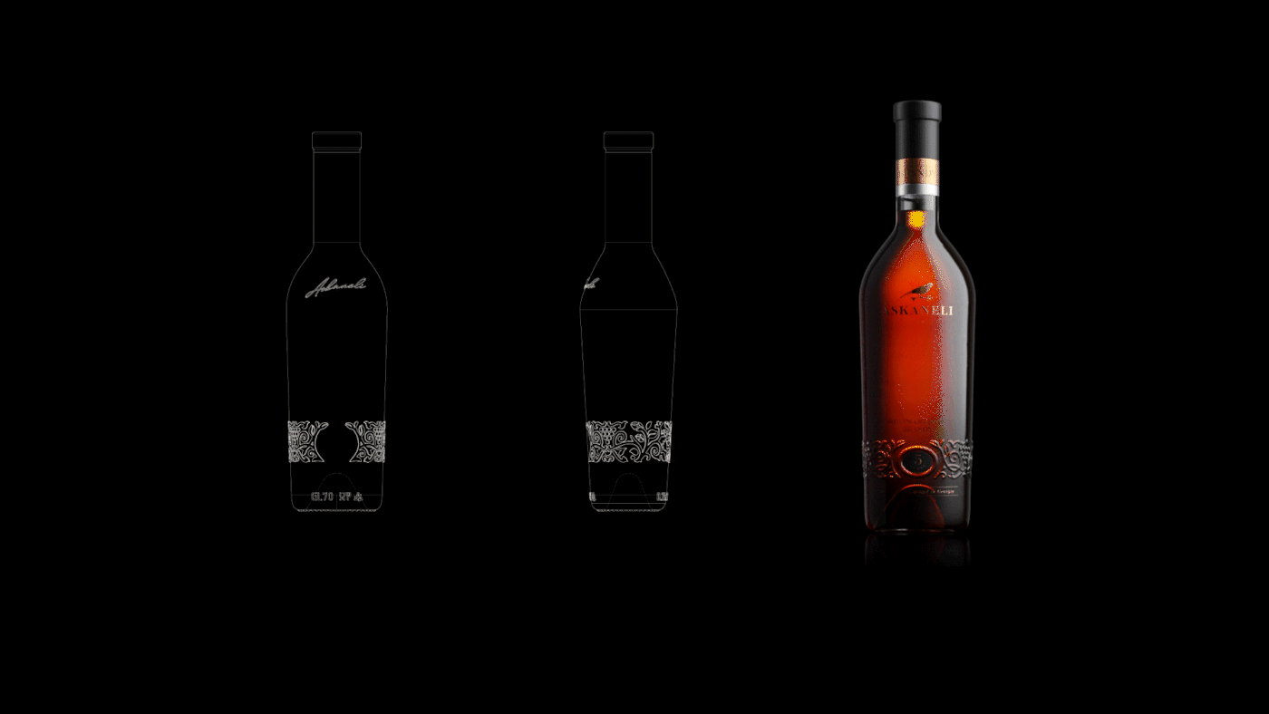 3d modeling askaneli bottle design Brandy Cognac label design Packaging packaging design premium packaging product design 