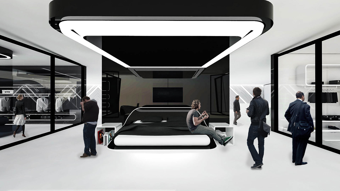 residential Interior design futuristic 3D White minimalist