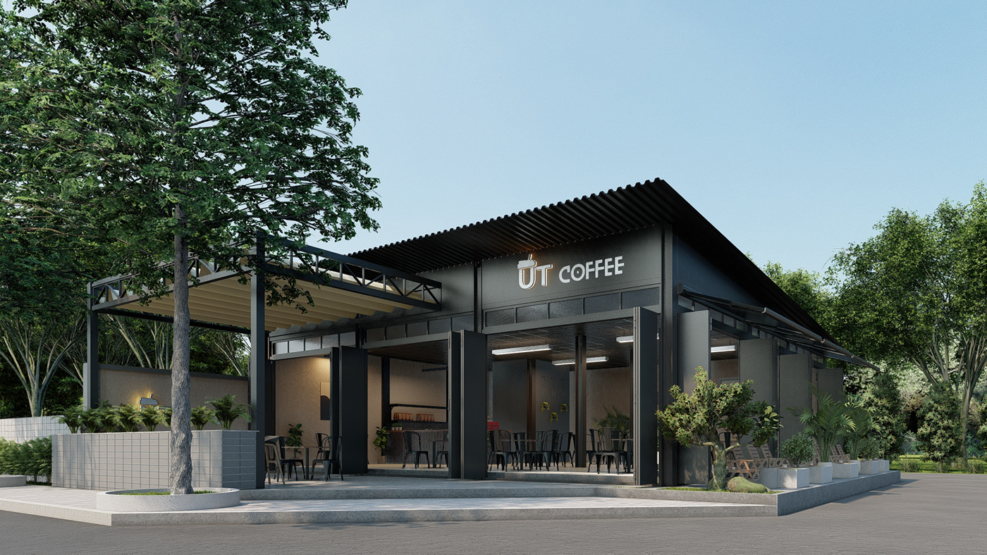 Outdoor architecture exterior Coffee ca phe cafe reder