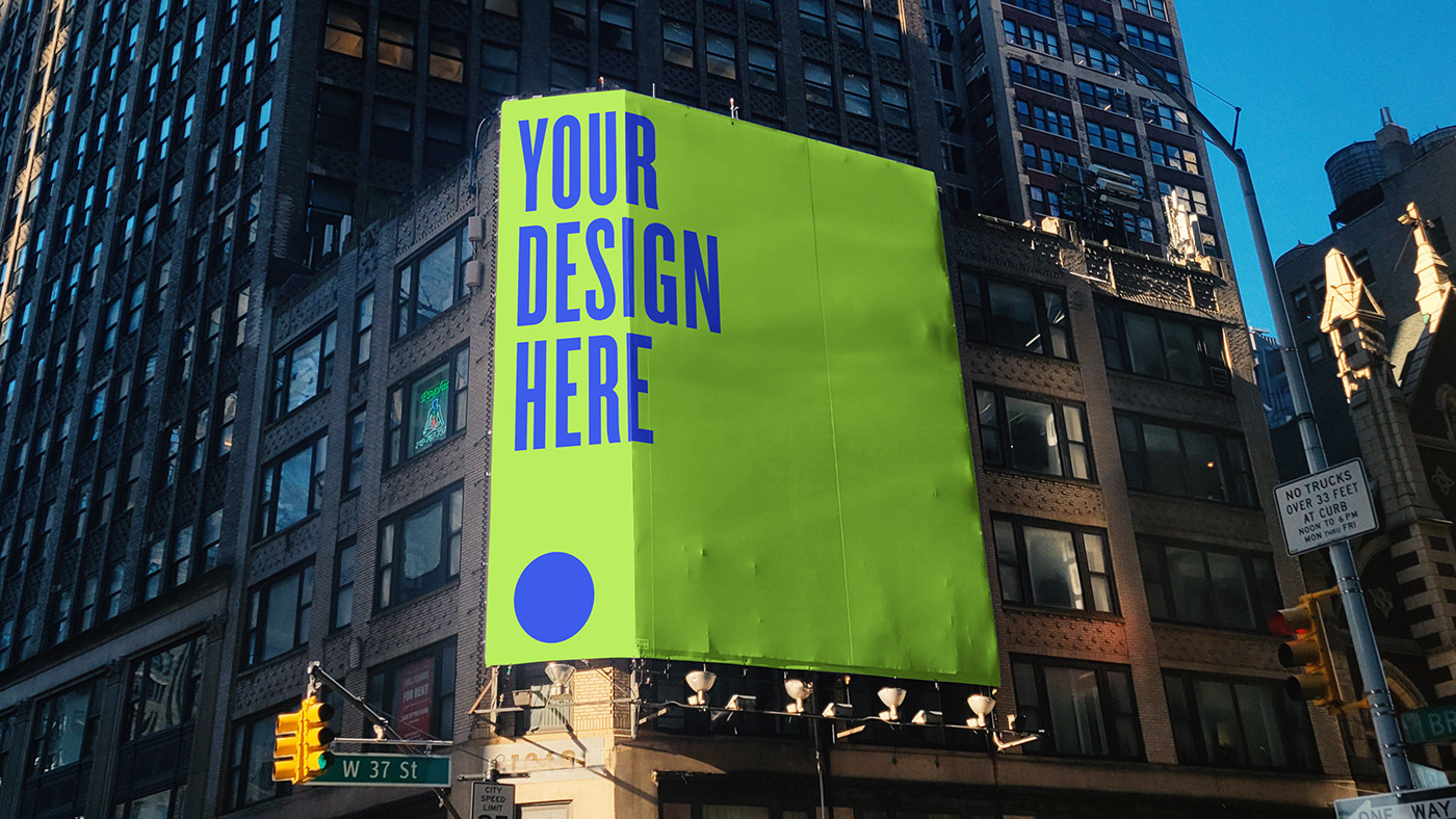 Mockup photoshop psd free New York building billboard OOH Outdoor nyc