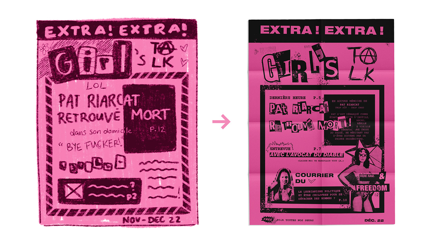 collage essay feminism print design  Riot Grrrl typography   Zine 