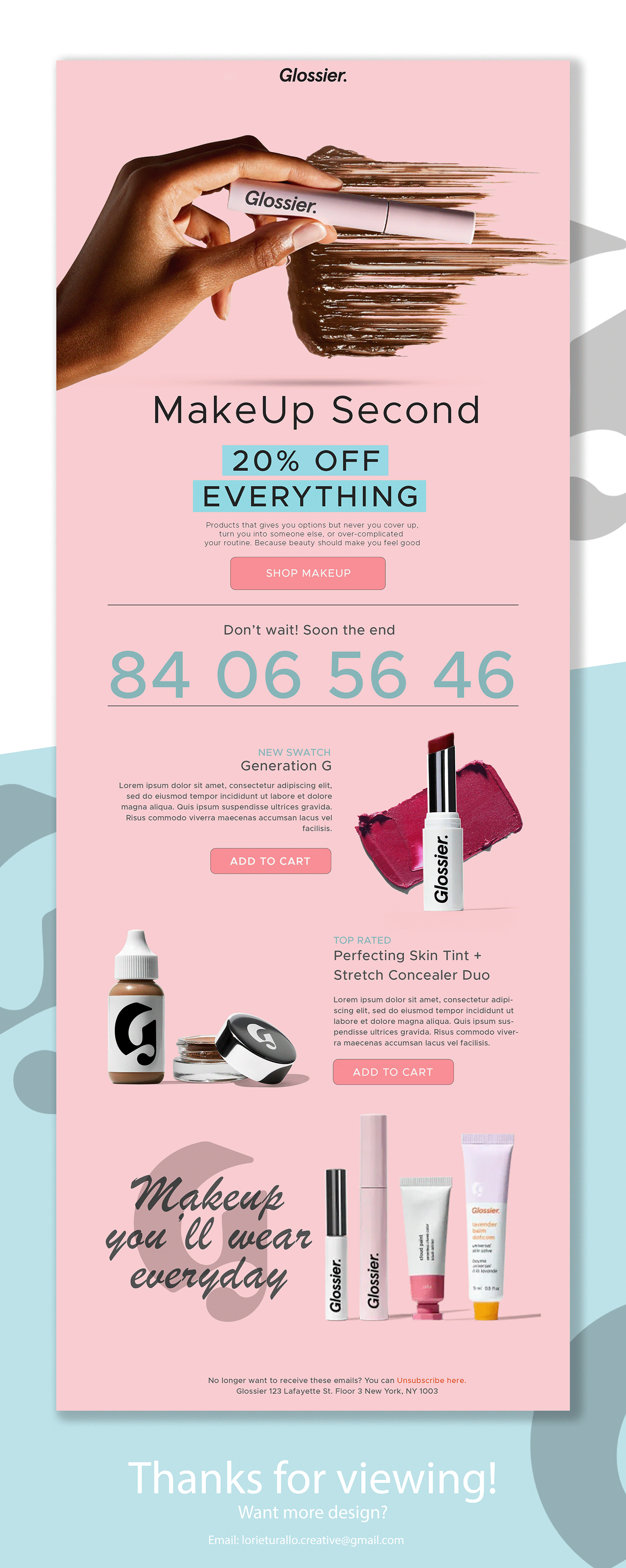 Advertising  beauty cosmetics Email Design email marketing Email Marketing Design email newsletter GLOSSIER makeup ui design