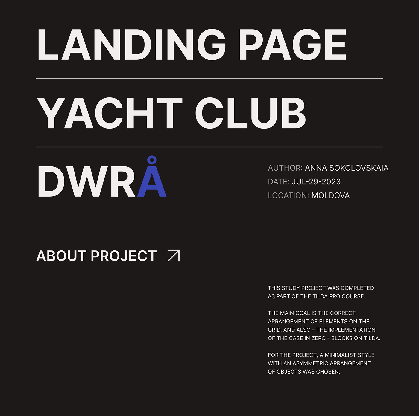 UI/UX Web Design  landing page yacht Minimalism concept tilda dwra