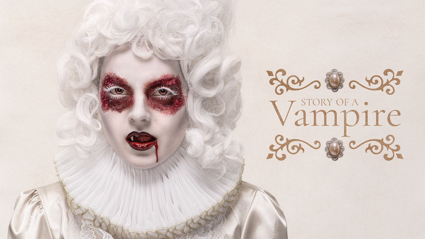 vampire White surreal tudor ruff gothicart blood Champagne