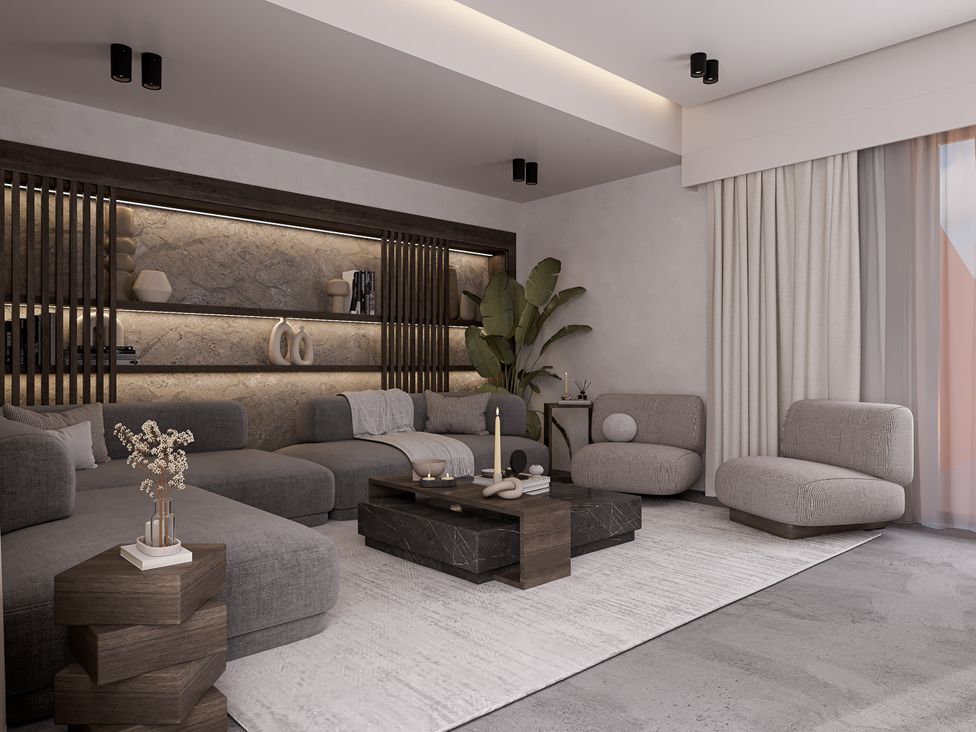 indoor design living room modern Render interior design  3ds max corona architecture living