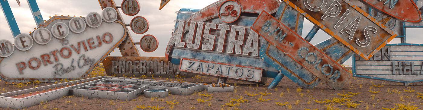 3D cinema 4d cinema4d latino letreros lettering neon photoshop sign Vegas