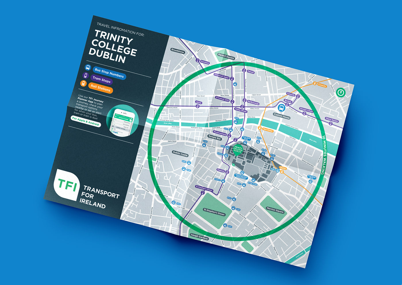 Transport Ireland infrastructure apps wayfinding maps cartography branding 
