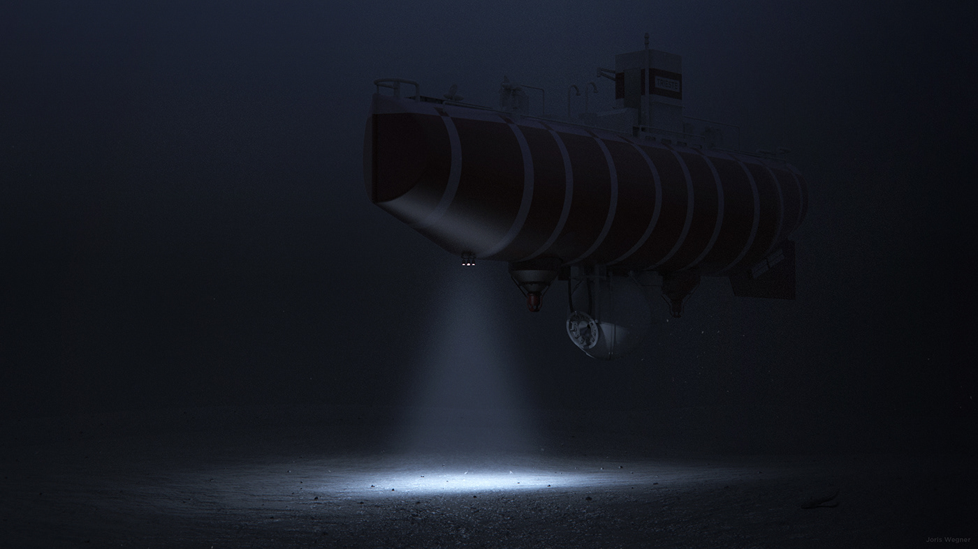 Space  probe rendering visualization mars deep sea trieste submarine