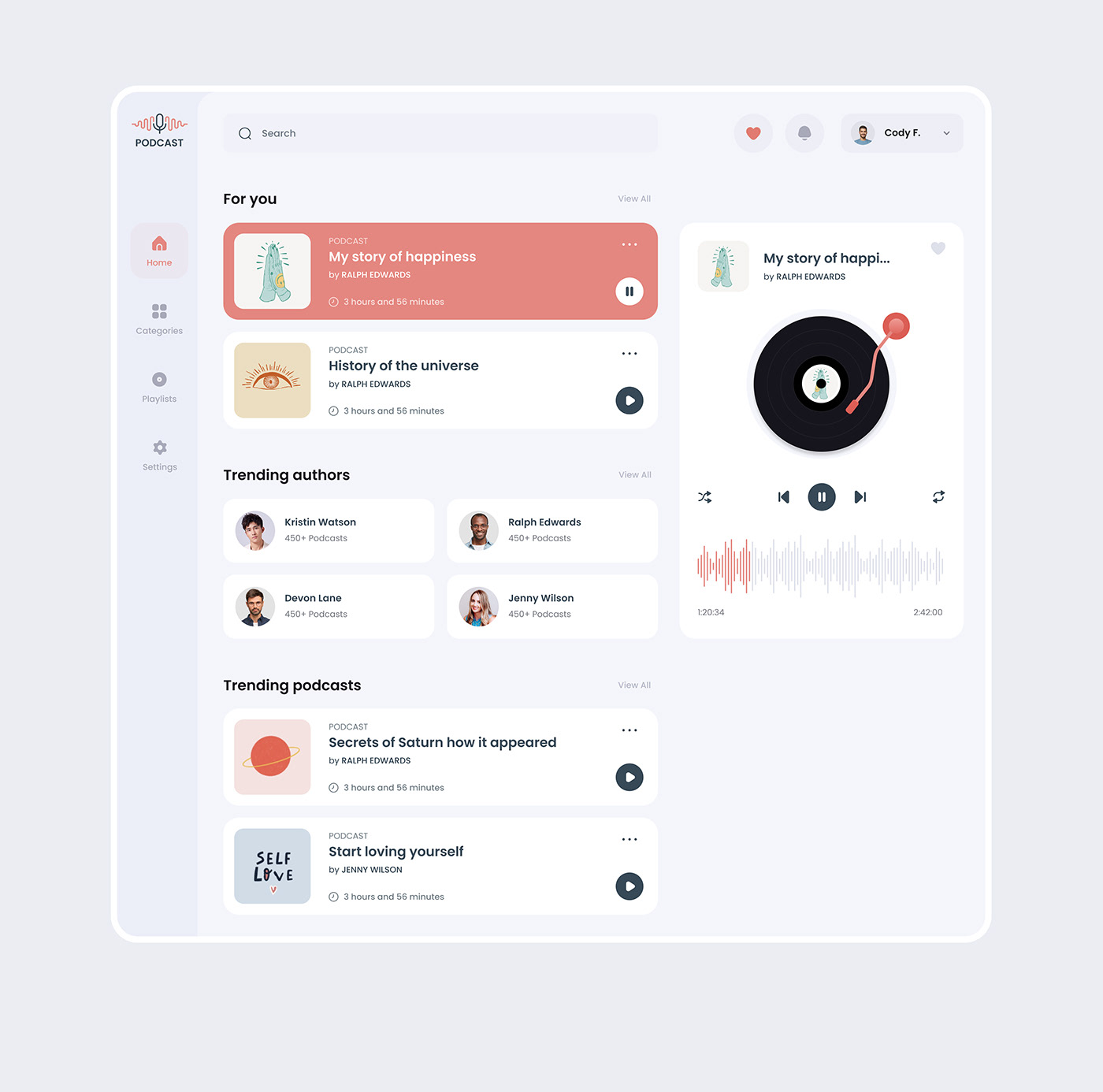 Audio dashboard design Interface music podcast Socialmedia sound speaker ux/ui