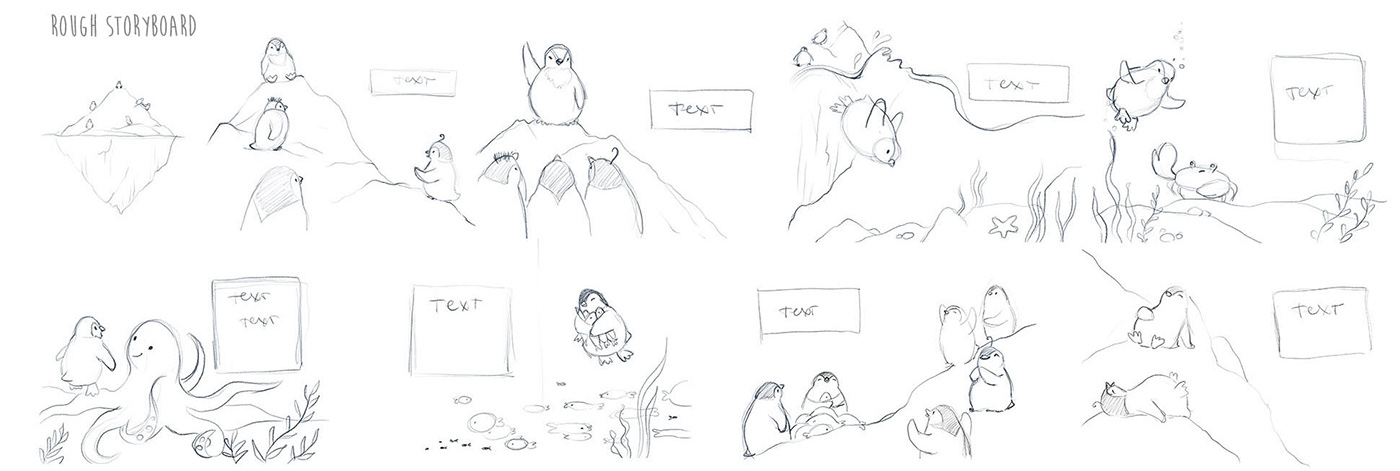 animals book cartoon Character design  children kids illustration penguin storytelling   cute underwater