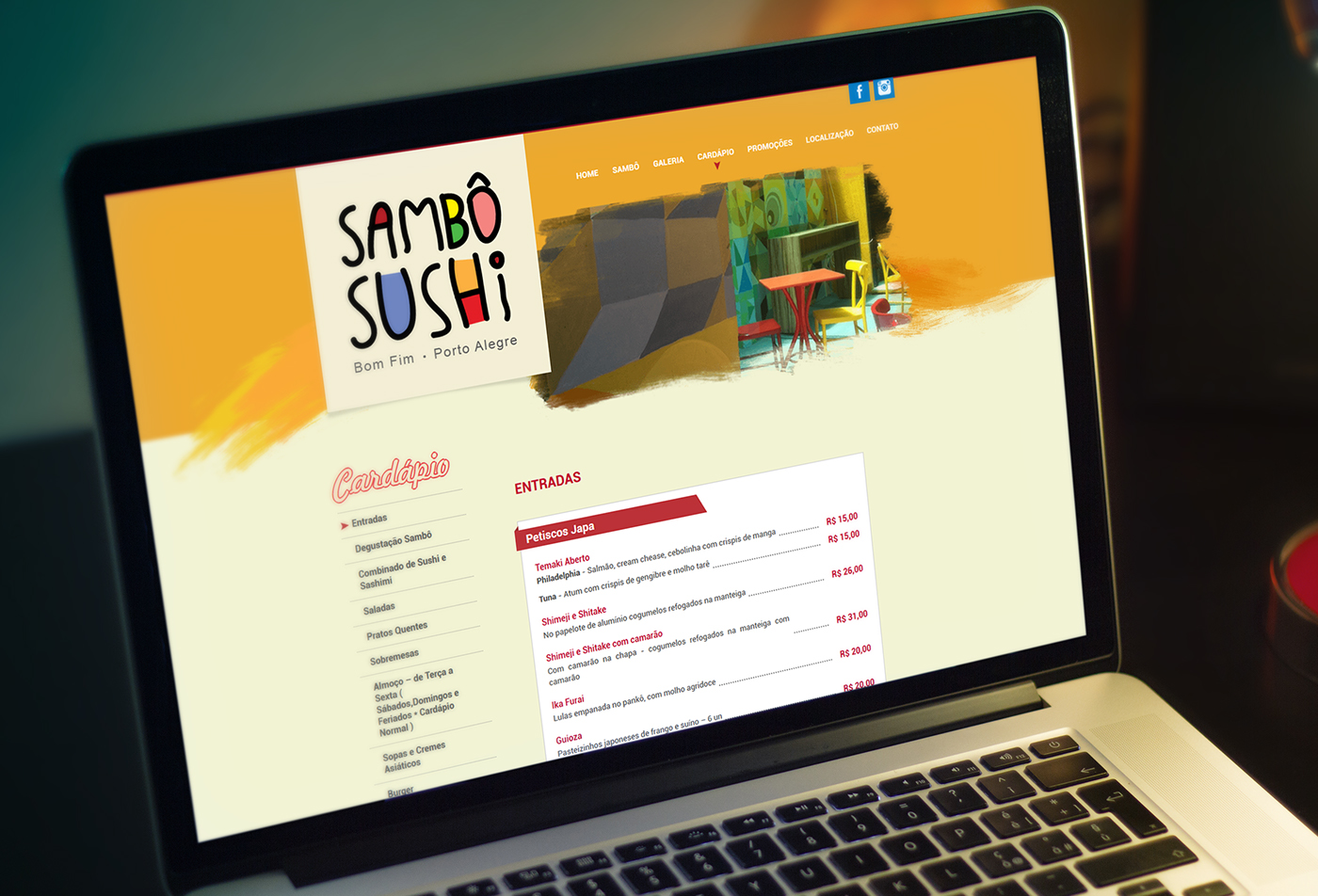 Sambo Sushi porto alegre cardápio restaurante restaurant menu Food  comida Brazil Website colors