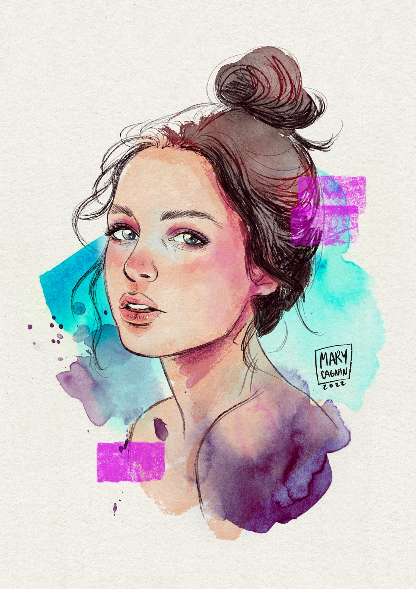 digital editorial Fashion  painting   portrait watercolor