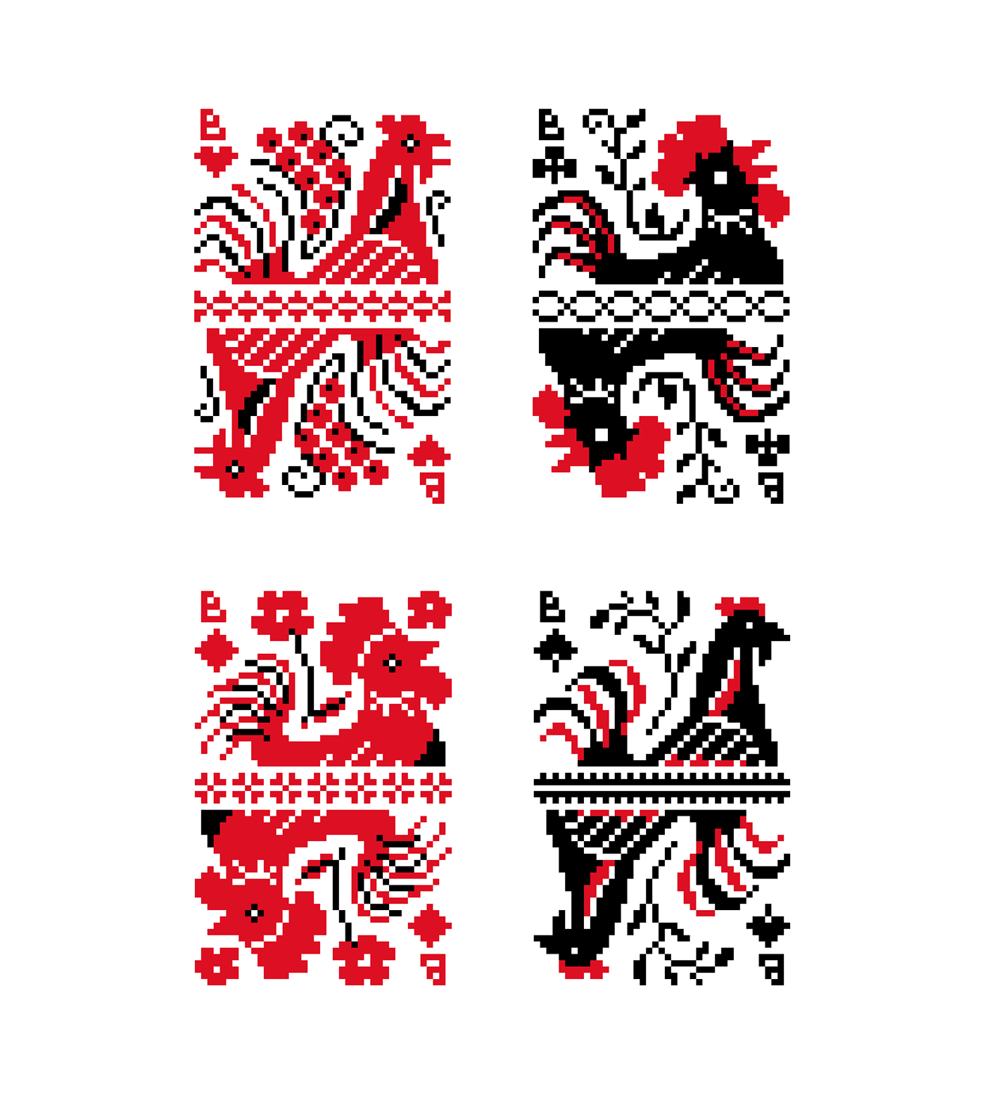 Authentic card design ornament Pixel art Playing Cards traditional ukraine