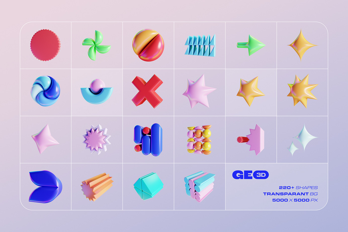 3D 3D shapes geometric geometry assets resources color colorful gradient download