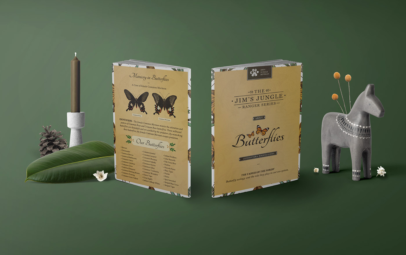 jim's jungle retreat jjr butterflly Zine  brochure design Green Goose Design graphic design  Layout Design