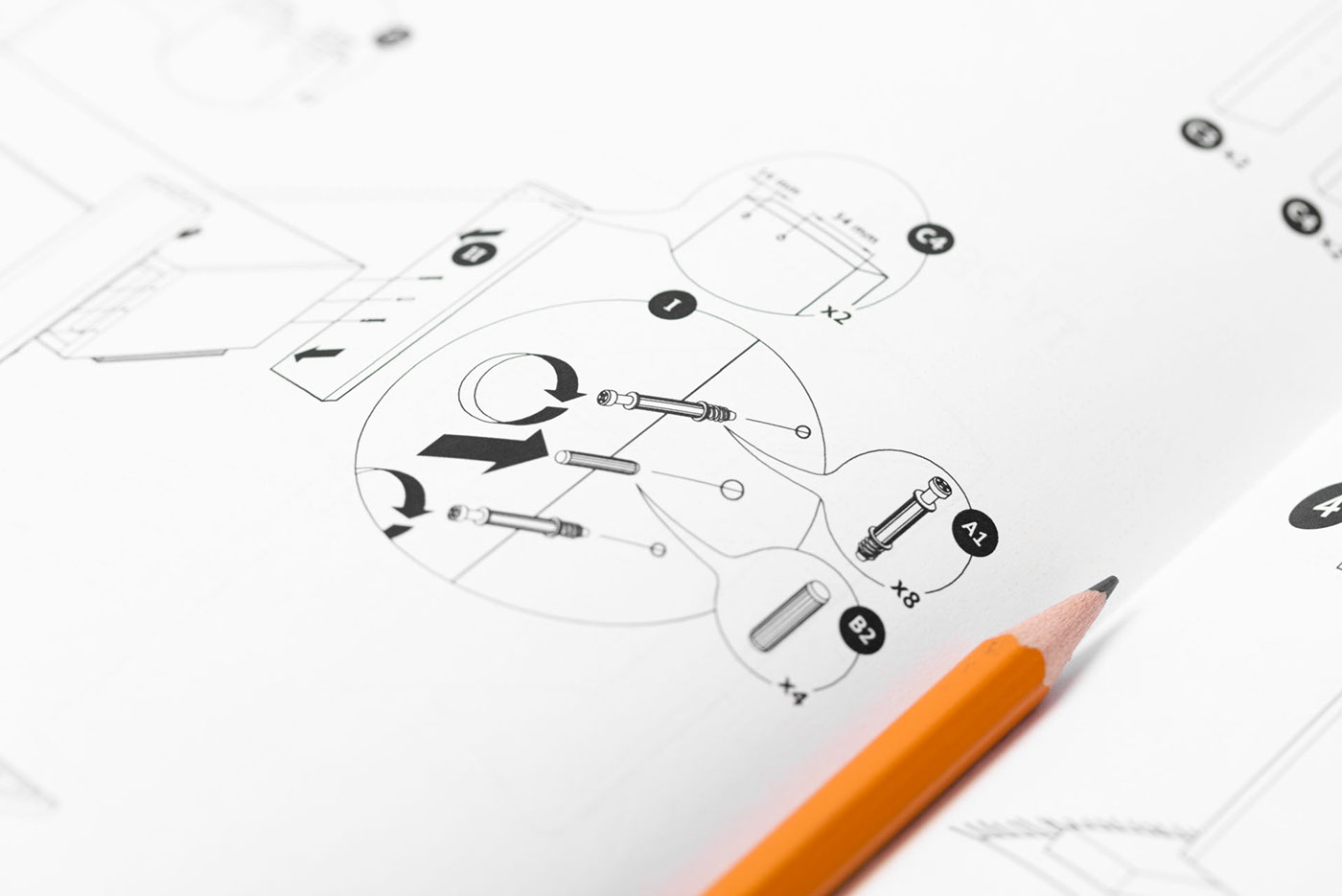 technical illustration installation instruction Character tv furniture rack table