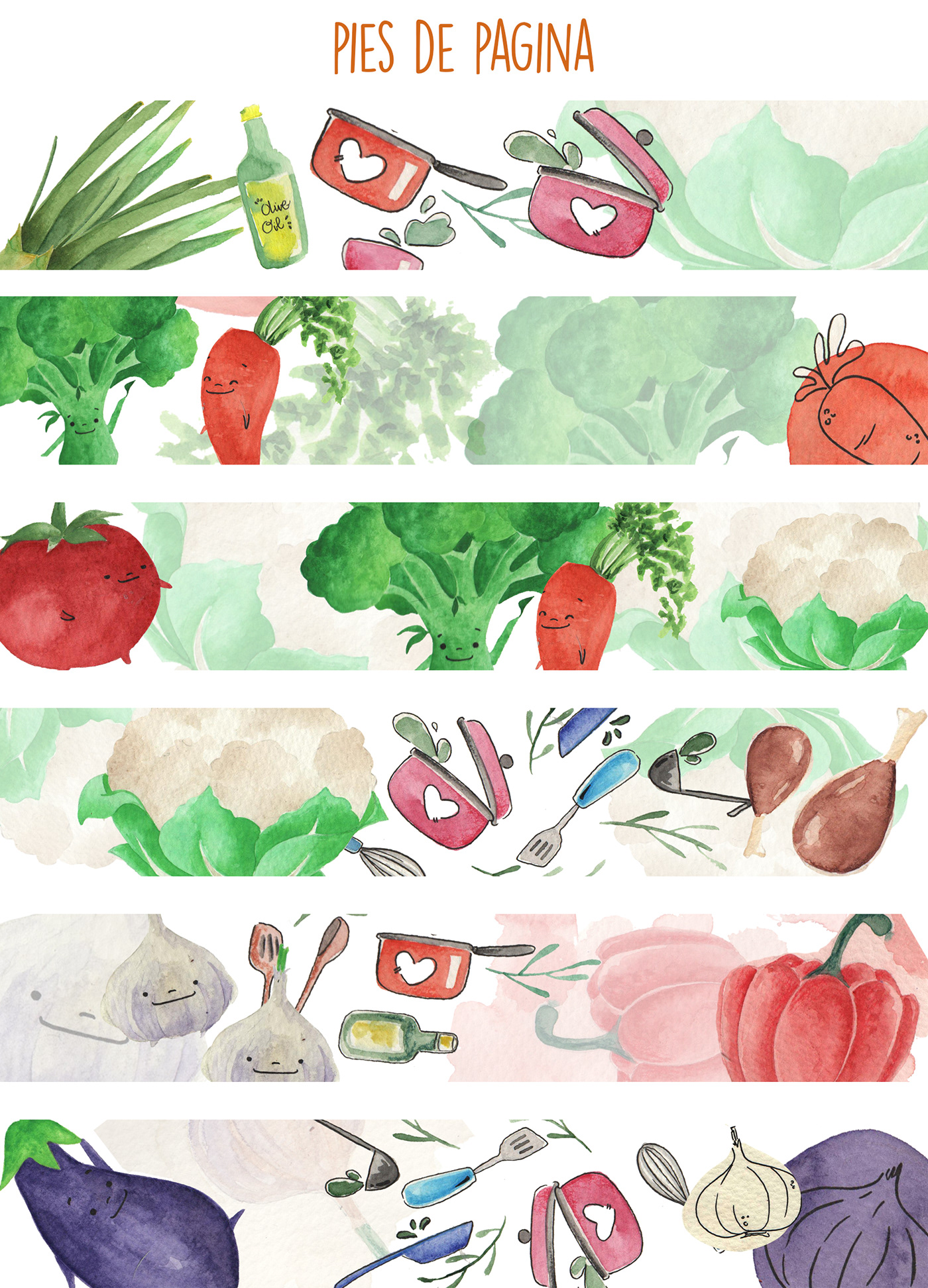acuarela Food  illustration for kids kids vegetables vegetales watercolor